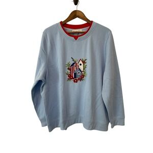 Women's Heritage Charm Grandma‎ Core Birdhouse Sweatshirt 2X Bird Blue